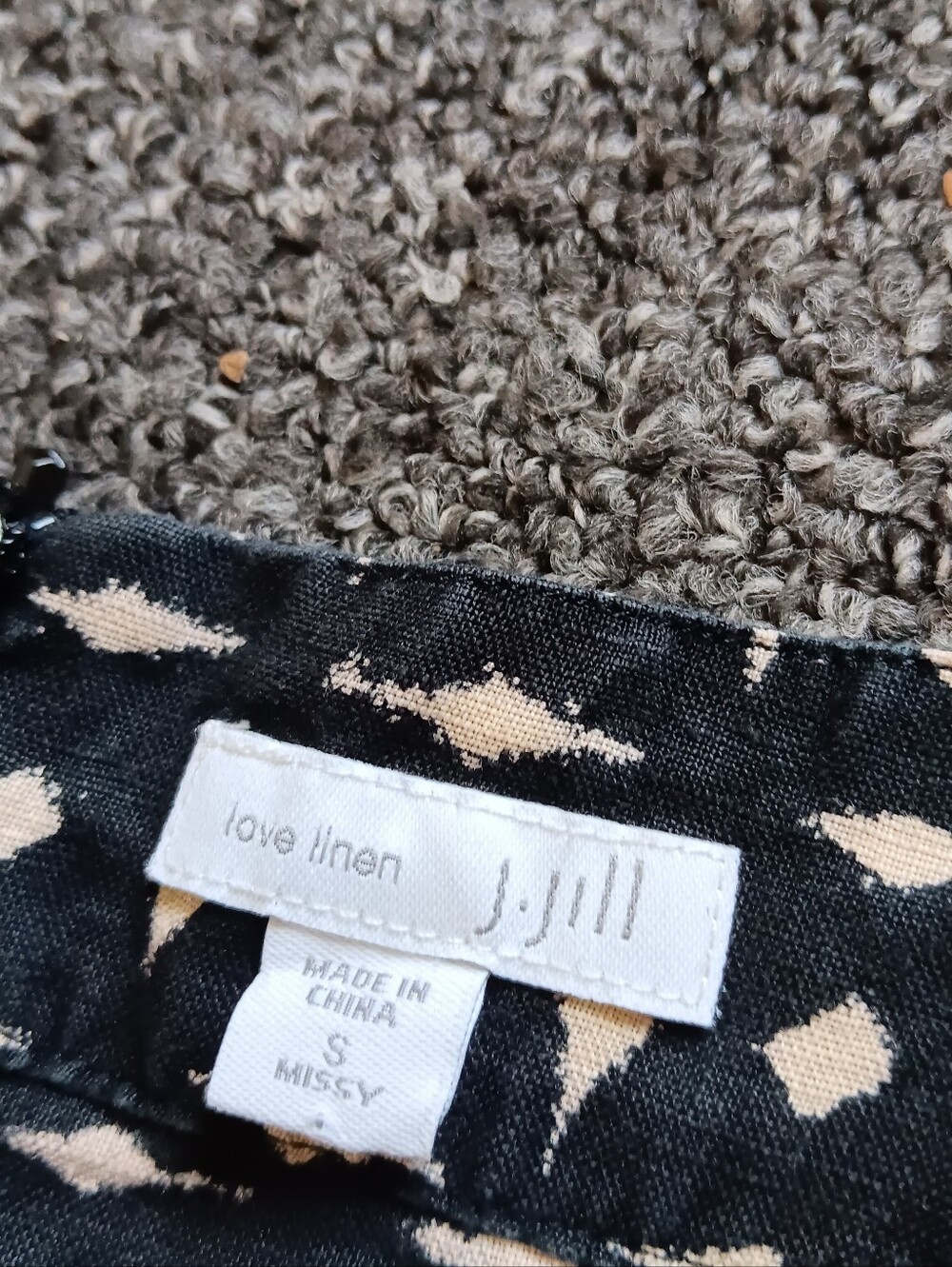 100% Linen J. Jill Geometric Black & Tan Midi Dress Size Small Missy, Love Linen - Picture 6 of 10